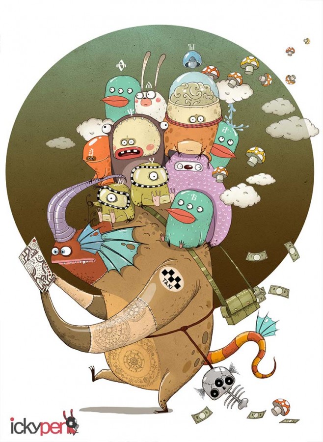 Taxi Monster Illustration