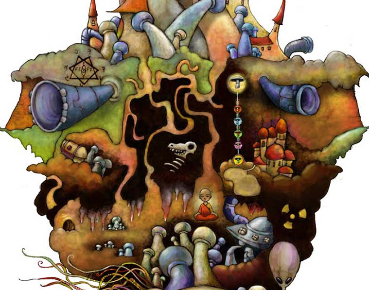 Mushrooms Crazy Illustration